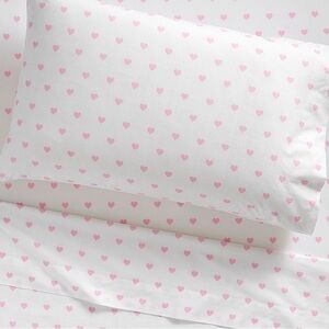 Pottery Barn Twin sheet+ pillow covers set pink hearts